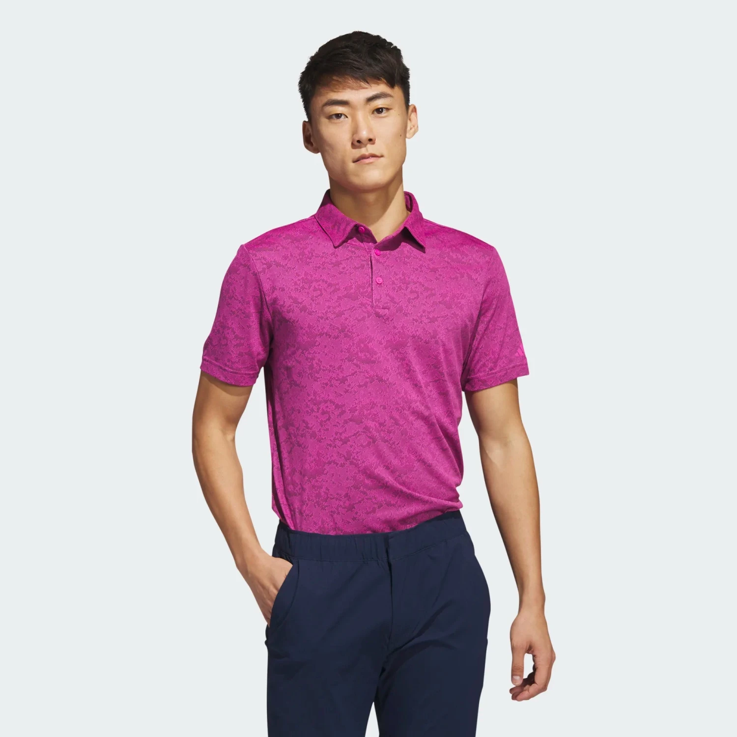 Adidas Golf Textured Jacquard Shirt Lucid Fuschia 2 Adidas Golf Textured Jacquard Shirt Lucid Fuschia - Image 2