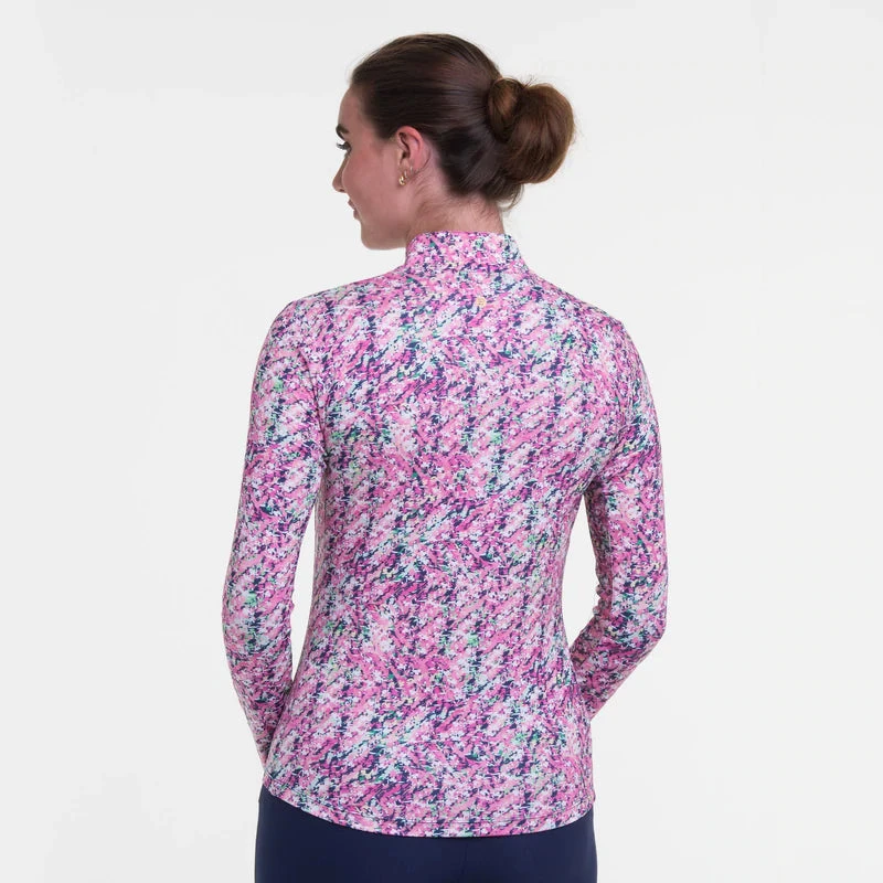 EPNY Ladies Long Sleeve Broken Geometric Zip Mock Inky Multi 3 EPNY Ladies Long Sleeve Broken Geometric Zip Mock Inky Multi - Image 3