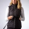 Glenmuir Ladies Sabine Zip Front Diamond Quilted Performance Golf Gilet Black SABINE