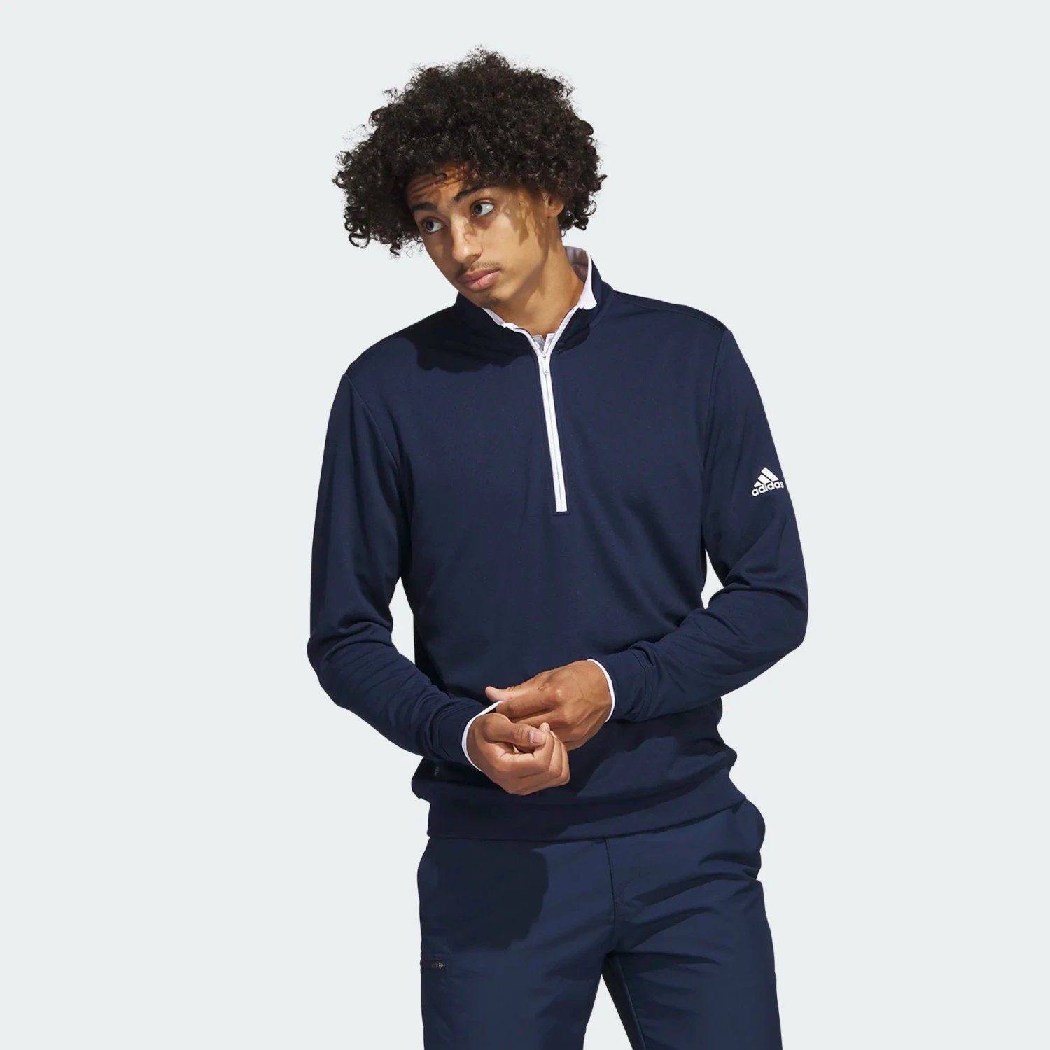 Adidas Light Weight Quarter Zip Collegiate Navy/White 2 Adidas Light Weight Quarter Zip Collegiate Navy/White - Image 2