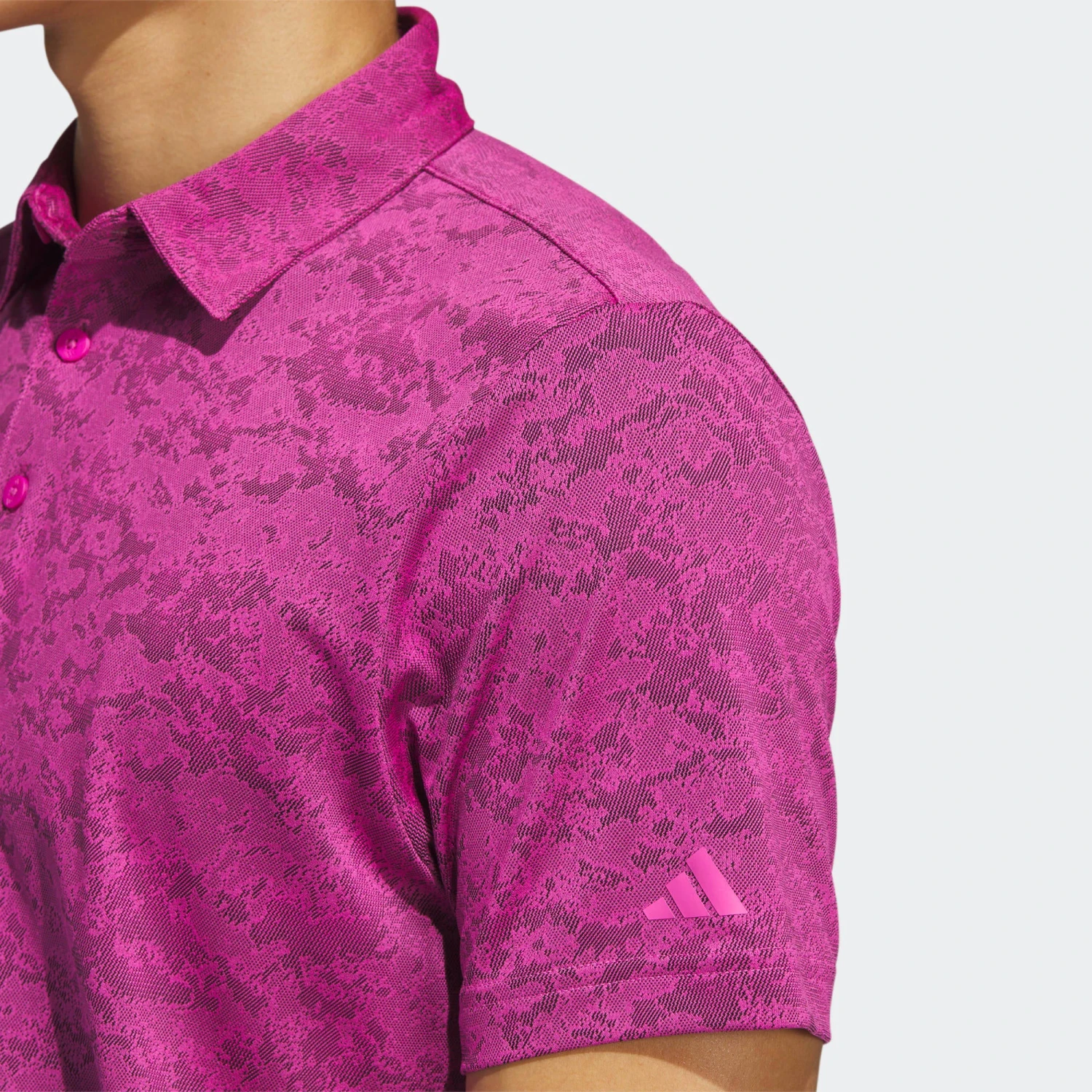 Adidas Golf Textured Jacquard Shirt Lucid Fuschia 3 Adidas Golf Textured Jacquard Shirt Lucid Fuschia - Image 3